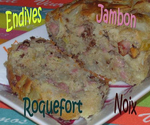 Cake endives, roquefort, jambon, noix3