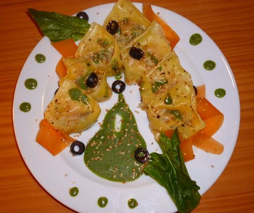 tortelinis courge olive noire et sauce epinards 1