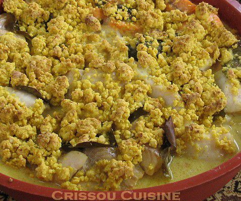 crumble poisson au curry et coco