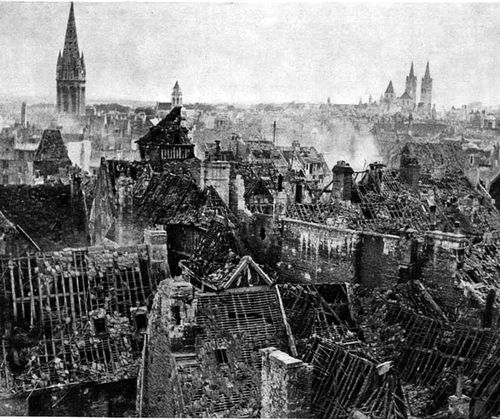 Caen in ruins