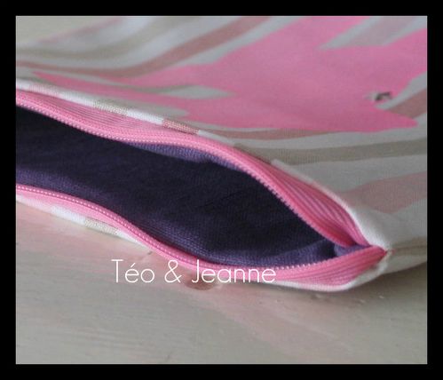Trousse rayures roses bambi 3