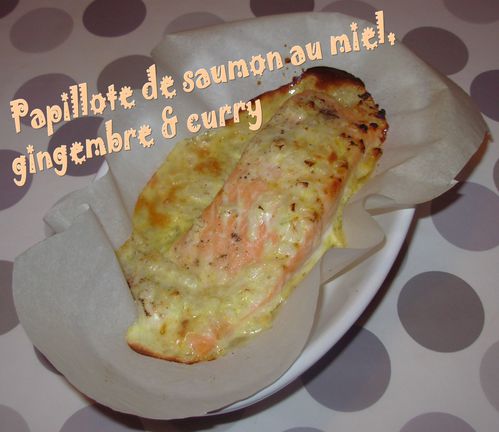 Papillote de saumon, miel, gingembre-curry3