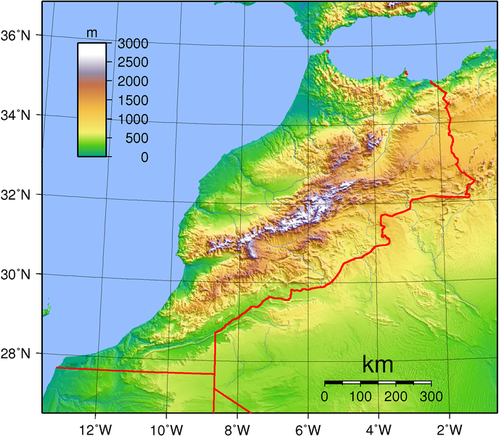 687px-Morocco Topography
