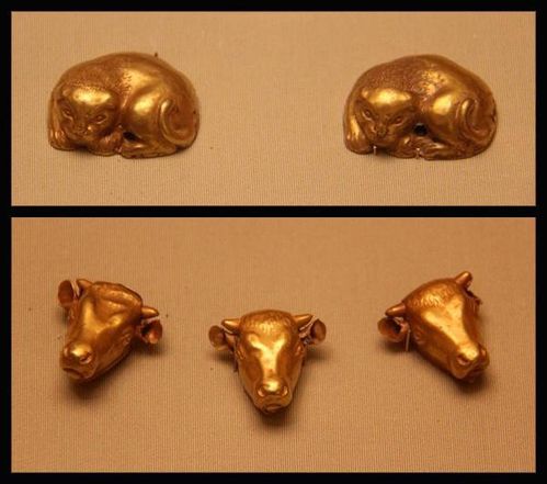 740h4 lions et taureaux en or, fermetures de colliers, 1350