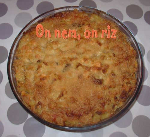 Gratin de pâtes, saumon & herbes1