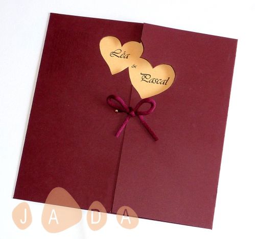 Faire Part De Mariage Coeurs Bordeaux Et Saumon Jada Faire