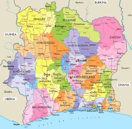 Carte Côte d'Ivoire