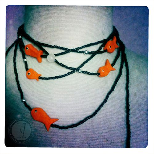 poisson orange fimo collier écharpe (6) 2