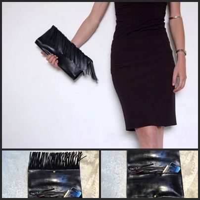 Pochette cuir Frangé. 72 euro