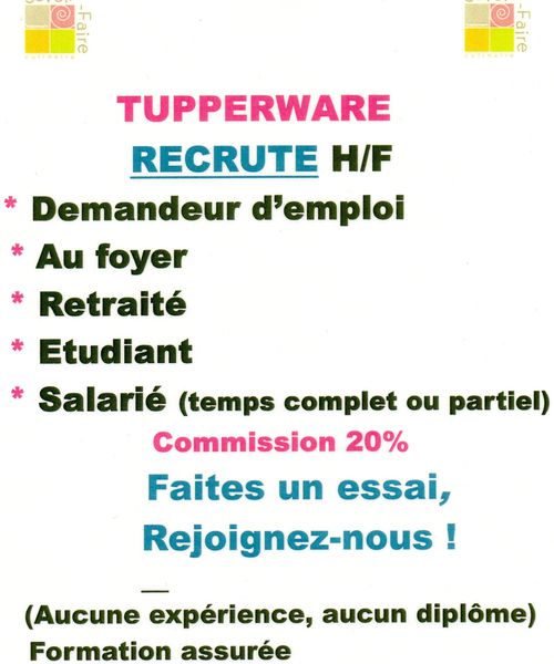 emploi vdi tupperware