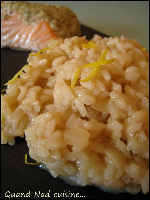 risotto au citron et saumon en croûte d'aneth