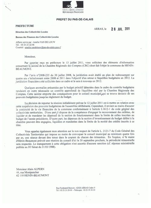 Courrier Prefet page 1