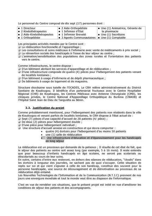 Projet construction de classes de soutien scolaire Page 08