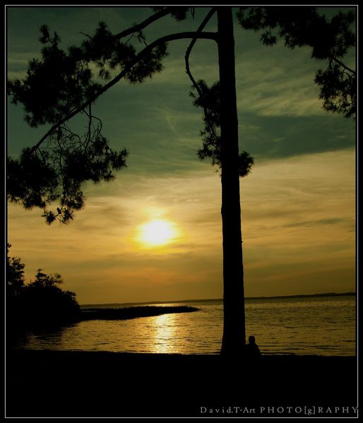 Tombée de nuit sur le lac de sanguinet