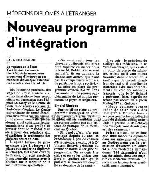 La Presse 16-1-09