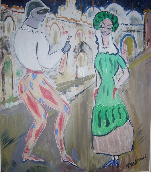 Arlequin et Colombine huile sur toile