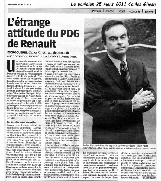 Le parisien 25 mars 2011 Carlos Ghosn copie