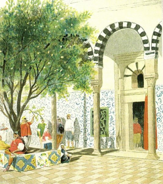 Tunis, aquarelle de Charles Lallemand 1892