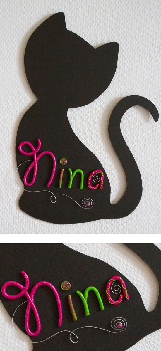 Un chat pour Nina, rose et vert