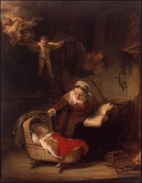 rembrandt sainte famille avec anges