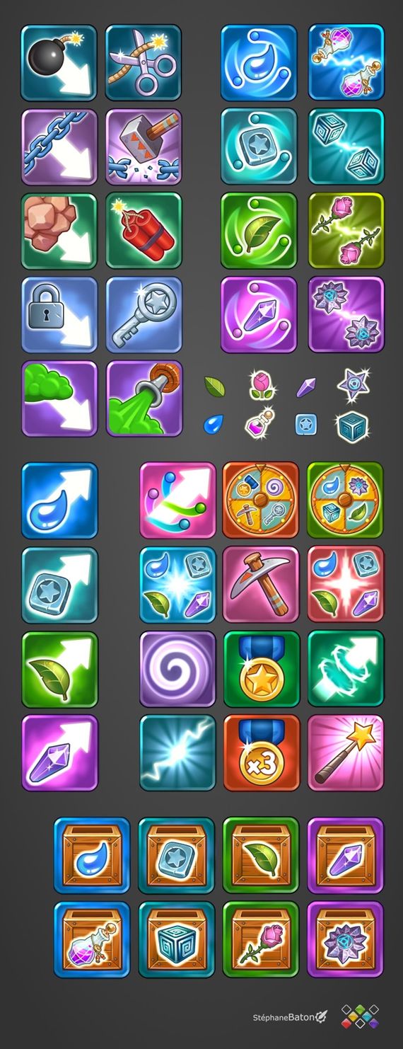 Bonus icons for 2D game app Stephane Baton