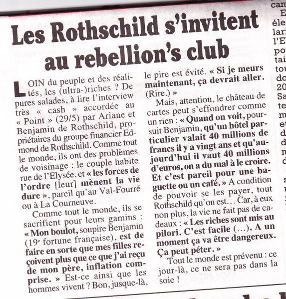 Les Rothschild ont des soucis aussi
