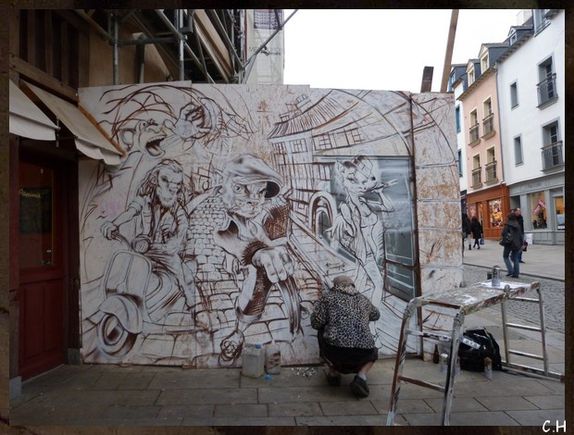 Peinture murale en lettrage dans un style urbain à Liège