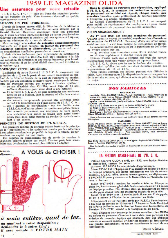 1959 Olida Levallois gant de sécurité