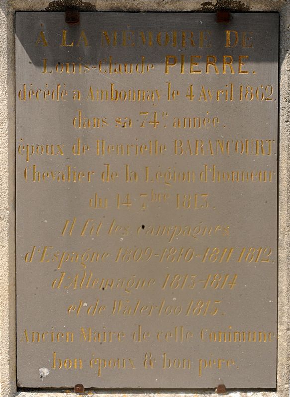 AMBONNAY, Louis Claude PIERRE, Grognard de Napoléon ( 1789