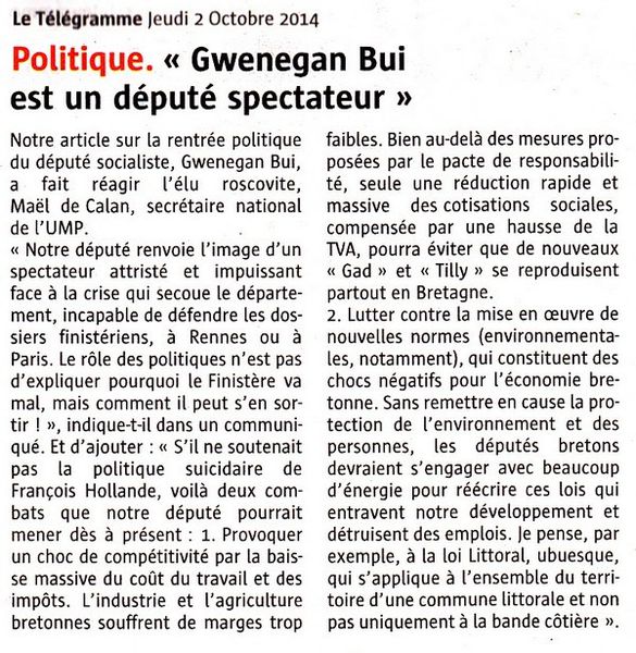 Maël de Calan double Bui sur sa droite