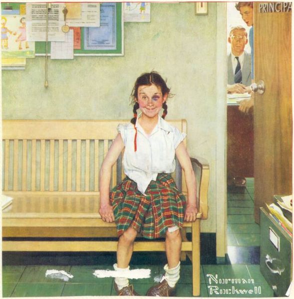 norman rockwell-school fight