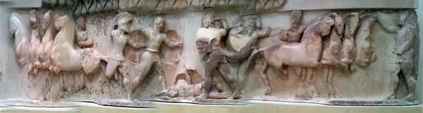 721b2 Delphes, temple d'Apollon, Troyens contre Achéens