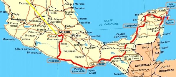 Itineraire Mexique Zoom