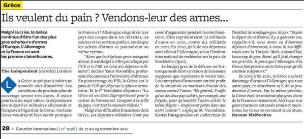 article Courrier Int; n°1098