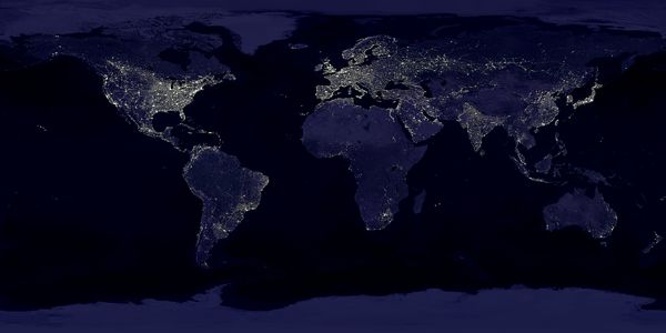 Vue Nasa des points lumineux terrestres