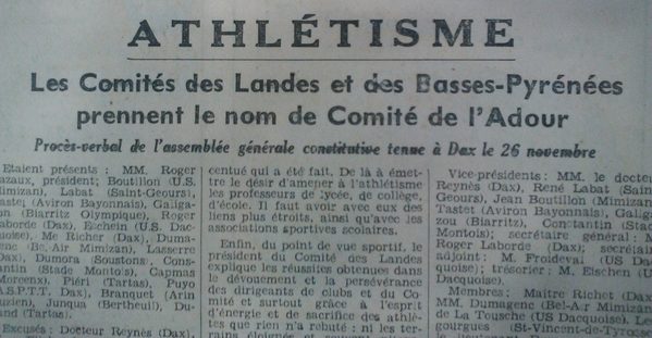 Création Comité de l'Adour 1950