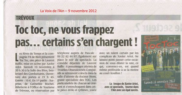Article Voix de l'Ain 9 novembre 2012