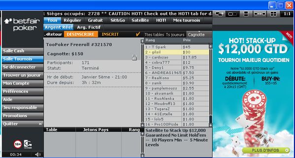 TooPoker Classement