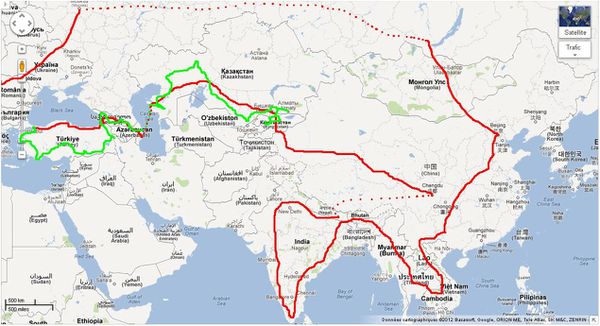Itineraire Asie theorique et réel
