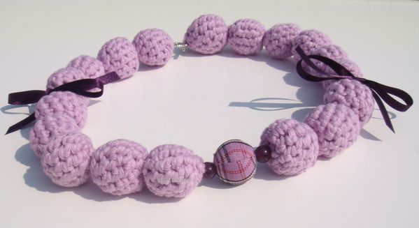 Collier Lilas perles crochetées en coton1
