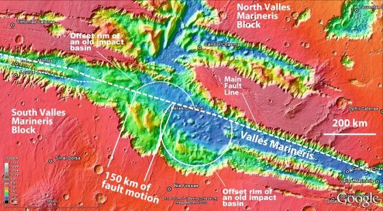 Mars Plate Tectonics- Valles Marineris - Google Mars MOLA s