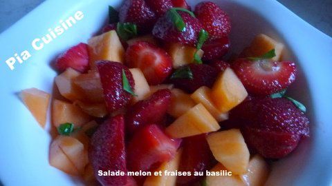 Melon et fraises au basilic (2)