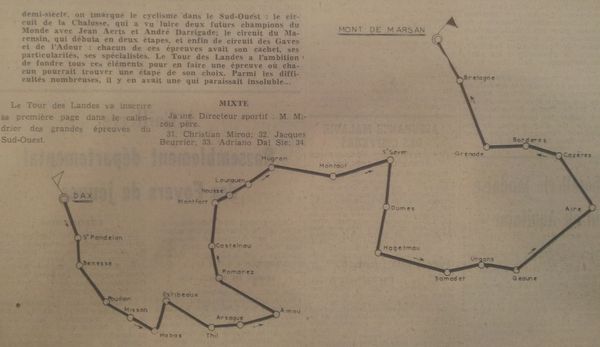 Tour des Landes tracé 3 mai 1968