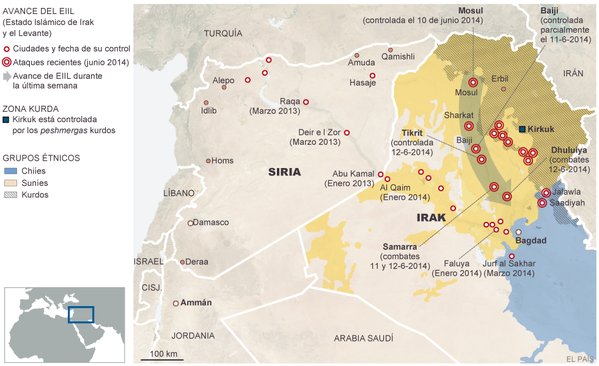 Mapa isis en Irak 1