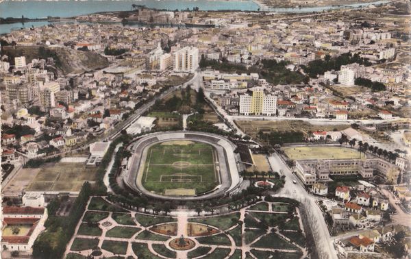 carte postale-bone-panoramique-stade et jardins