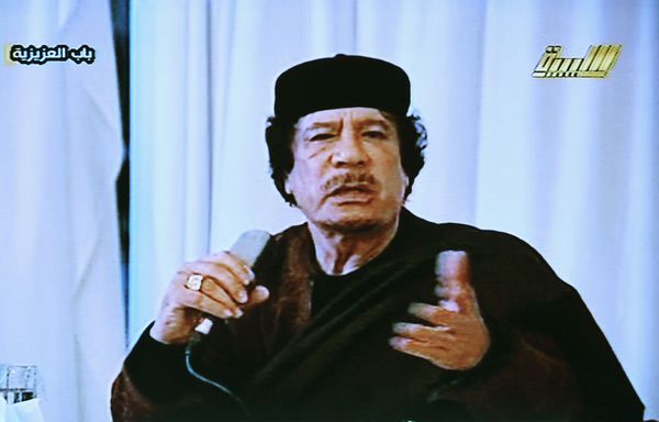 Mouammar-Kadhafi television le 15 mars 2011