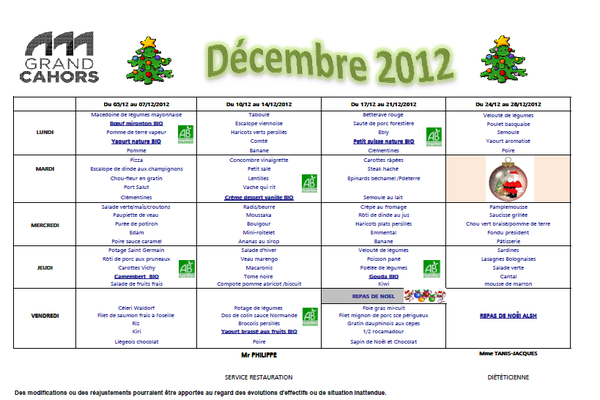 menu decembre 2012