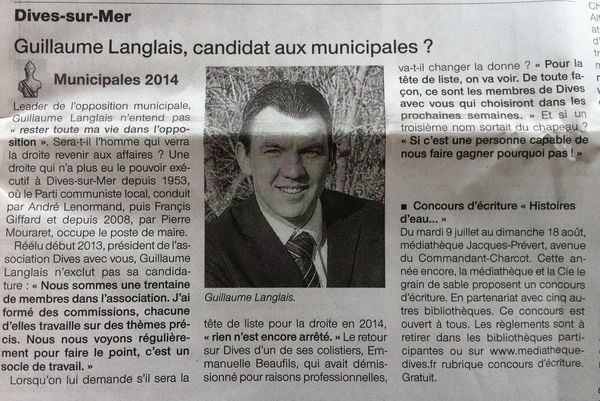 Article de presse Ouest-France du 01.07.2014 Guillaume LANG