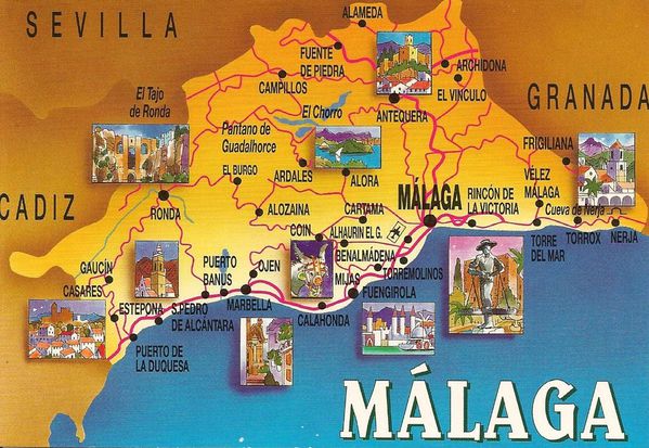 Cartes postales Map cards BB Costa Del Sol Malaga