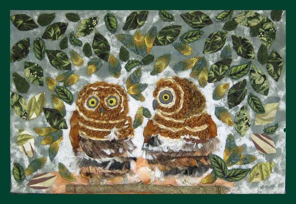 Tableau textile hibou